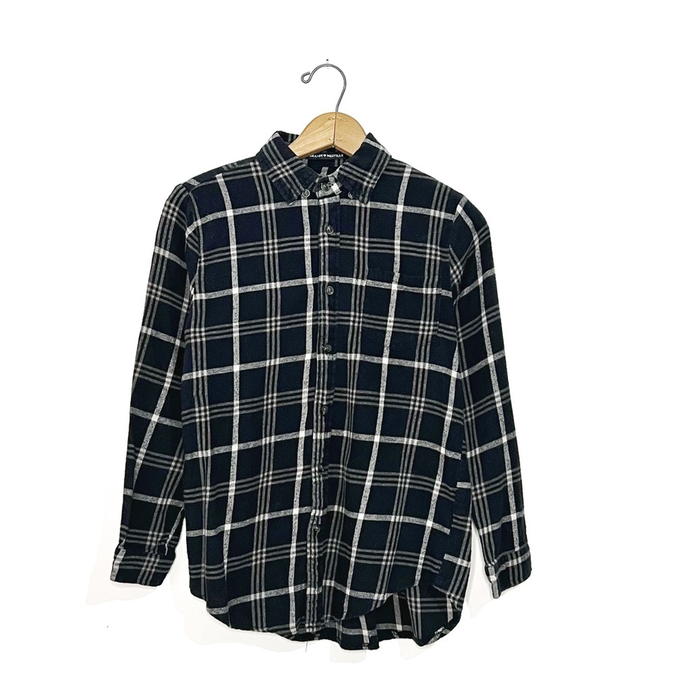 Brandy Melville Black and White Plaid Button Down Shirt